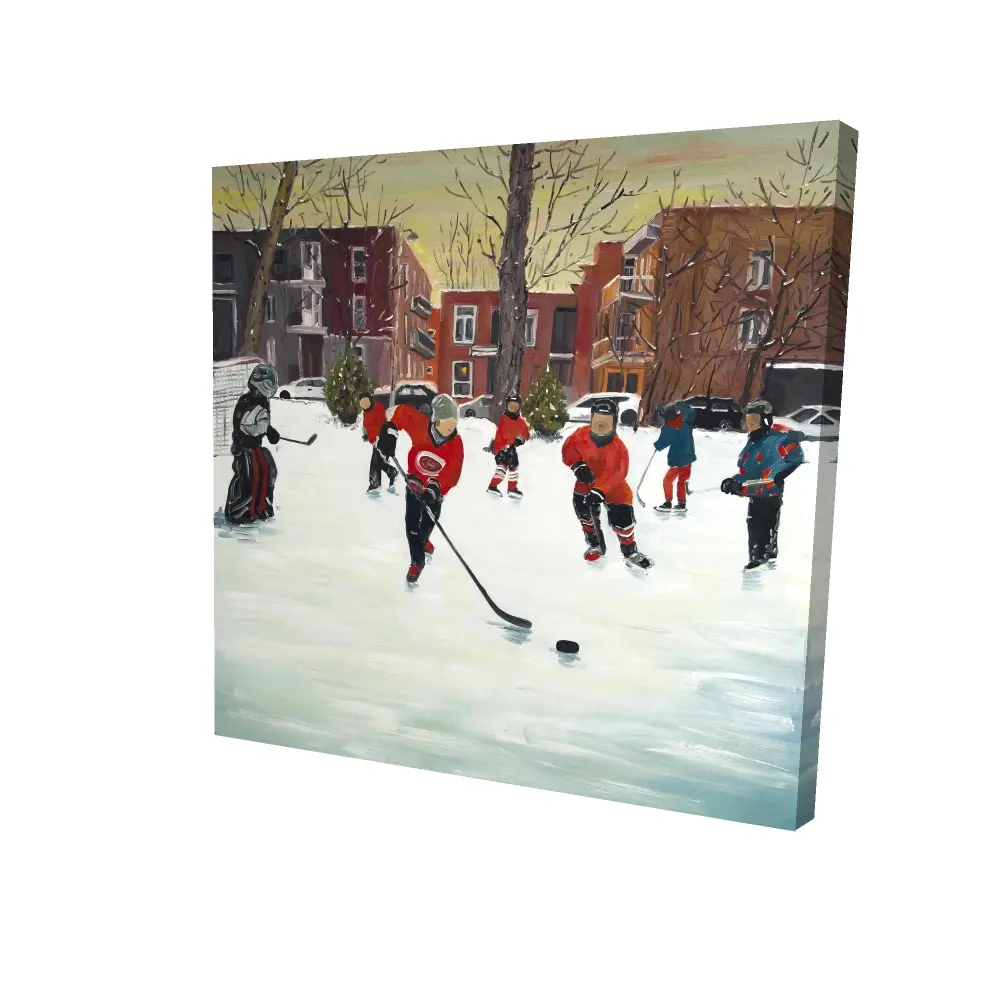 360 Stand 36x36" Contemporary Brown Art Wall Decor - Artistic Hockey Kids Photo Print, Artwork for Bedroom, Home Decor Poster & Print, Decoration