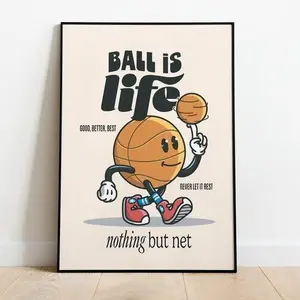 Basketball Retro Character Poster Wall Decor