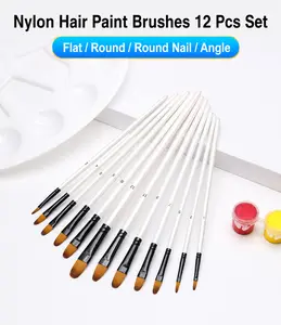 12PCS Nylon Paint Brush Set | Soft Bristles for Watercolor, Acrylic & Gouache | Flat, Round & Angled Brushes summerwins
