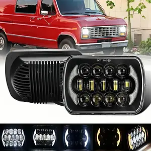 for GMC Savana 1500 2500 3500 Safari Van79 Pickup Truck Van 2PCS Rectangle H6054 LED Left & Right Headlights 5x7 7x6 Headlamp Hi/Low Sealed Beam DRL H4 Plug 6054 H5054 - 1 Pair