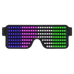 Colorful Patterns LED Glasses with 11 Dynamic Patterns USB Rechargeable 180mAh Battery for Party Festival Christmas Rave Glowing Flashing Comfortable Lightweight