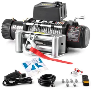 Truck Winch 12000lbs Electric Winch 85ft/26m Steel Cable 12V Power Winch Jeep Winch with Wireless Remote Control and Powerful Motor for UTV ATV & Jeep Truck and Wrangler in Car Lift