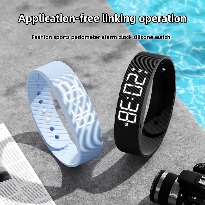 Stylish Minimalist Unisex Multifunction Sports Watch - Slim and Convenient with a Soft Strap, Featuring Alarm, Calorie Counter, Pedometer, Stopwatch and More. Ideal for Teenagers and Students. USB Rechargeable.