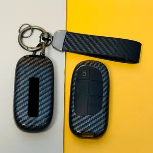 Car Key Cover Compatible with Jeep Renegade Compass Grand Cherokee Chrysler 300C Wrangler Dodge RAM Charger Challenger Car Key Holder
