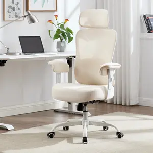 Okeysen Ergonomic High-Back Mesh Task Chair with Adjustable Headrest, Arms, Lumbar Support, 360-Swivel and Wheels for Home & Office Use