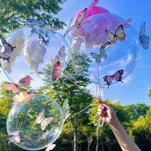 42pcs Transparent Balloons with Colorful Simulated Butterflies, Suitable for Weddings, Engagement Parties, Birthday Parties, Internet Celebrity Outdoor Photo Props, Valentine's Day, Baby Showers, Bridal Showers