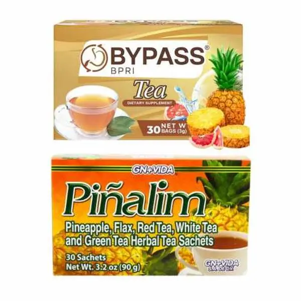 Piñalim Bypass Combo Caffeine-Free Tropical Herbal Beverage - 60 Pineapple-Infused All-Natural Wellness Tea Blend Bags for Hydration, Digestive Support (For Adults)