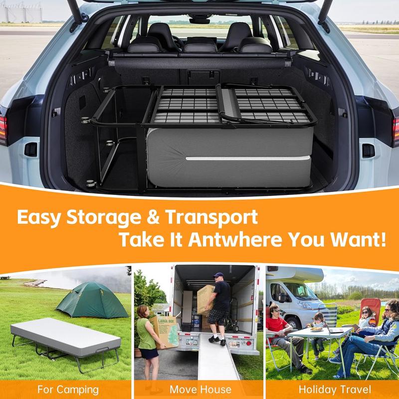 INTERGREAT Folding Bed with Mattress, Roll Away Beds with Mattress for Adults, Single Cot Foldable Rollaway Beds, 75" x 38" / 75" x 31"Portable Bed for Easy Storage, Strong Frame for Guest Room, Small Apartment