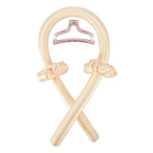 Heatless Curling Rod Headband Lazy Natural Soft Wave DIY Hair Rollers Curling Rod Curls with Hair Claw Clip Salon Styling Tools