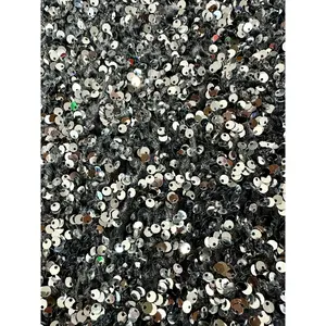 Silver Gray Sequins on Velvet