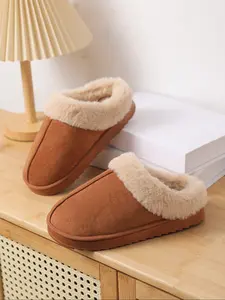 New Women's Fall Winter Fashion Lightweight Warm Home Slippers, One-Step Wear, Comfortable Indoor Shoes, Thick Lining, Non-Slip Sole