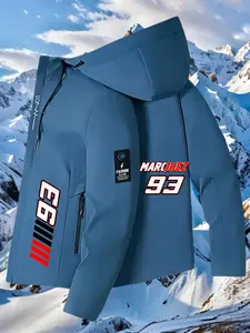 Men's Casual Jacket with Zipper Windproof Hoodie, Lightweight Durable Polyester Fabric, Long Sleeve Pockets, Outdoor Sports, All Seasons, Windproof Outerwear