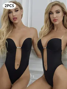2-Pack Women's Corset Style Elastic Shapewear Bodysuit, Waist Slimming Underwear, Elegant Backless Design, Suitable for All Occasions, Dress Lining