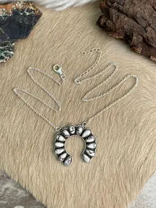 Handmade Sterling Silver Wildhorse Magnesite Naja Necklace "Signed Nizhoni"