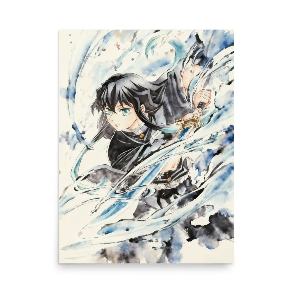 Tokitou Muichirou Water Ink Demon Slayer Matte Vertical Poster