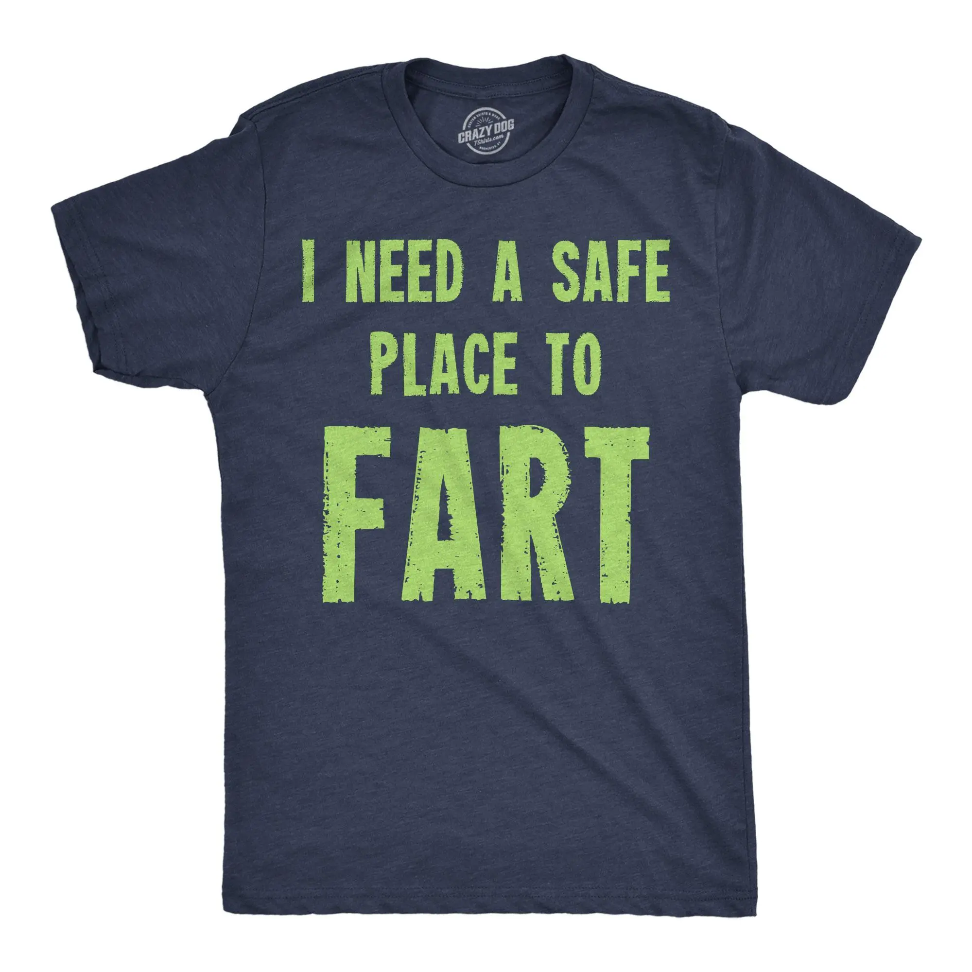 Mens Funny T Shirts I Need A Safe Place to Fart Sarcastic Graphic Novelty Tee for Men Mens Funny T Shirts Cool Vintage Fashion T-Shirt Gift Classic Menswear Sarcastic Apparel for Men Funny Adult Humor Short Navy -