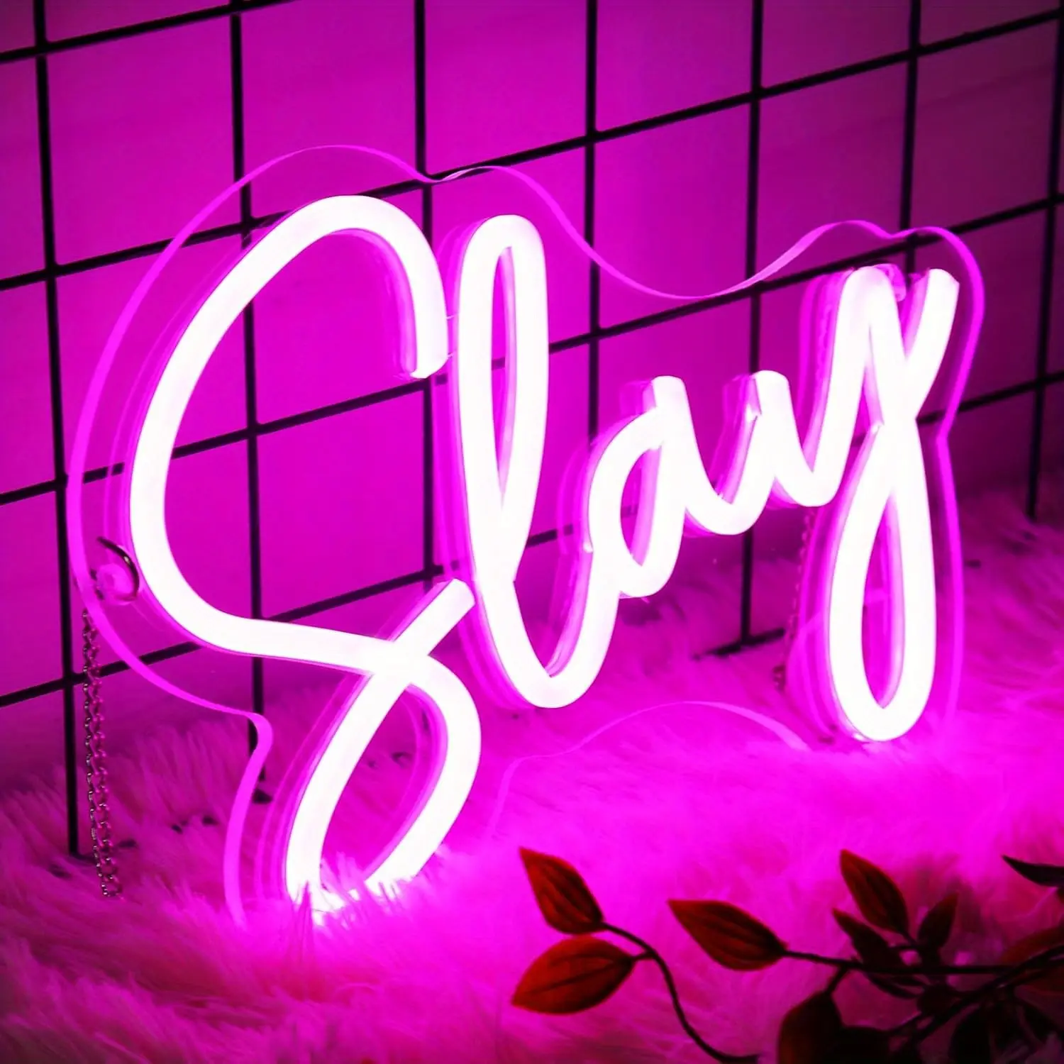 "Slay" Purple Pink LED Neon Sign, Aesthetic Word Neon Light for Wall Decor, USB Powered Neon Lamp for Teen Girls Bedroom, Dorm, Party & Game Room, Cool Positive Vibe Gift for Friend