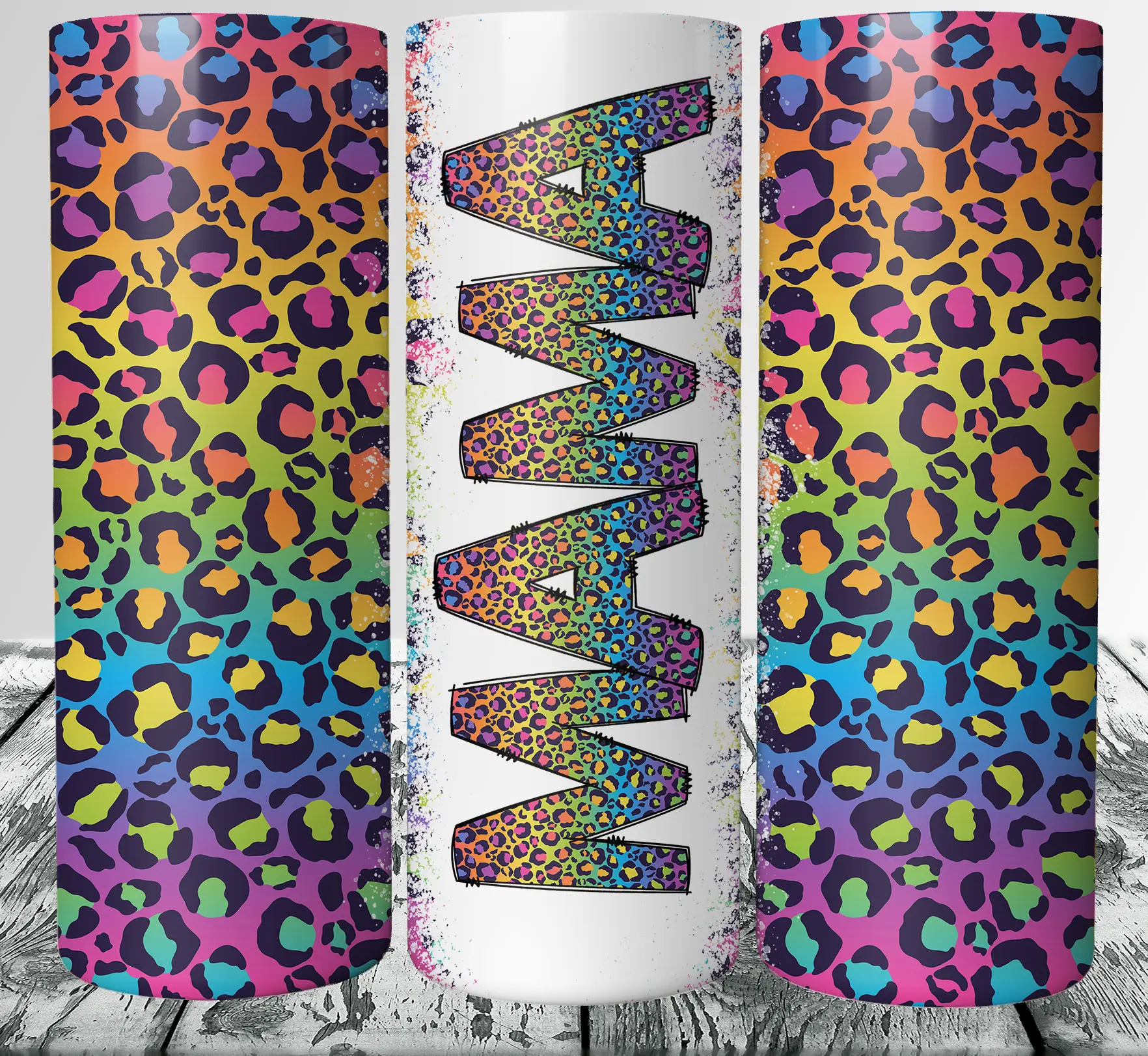 Mama Rainbow Leopard Sublimated Color Print, Cheetah Tumbler