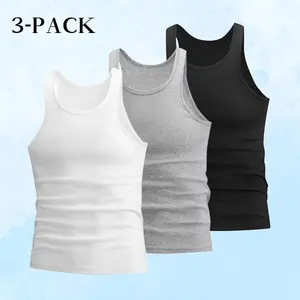 Men's Summer Sleeveless T-Shirt Pack of 3 — Soft, Skin-Friendly, Breathable Tank Tops, Suitable for Outdoor Leisure Activities and Everyday Fitness Workouts