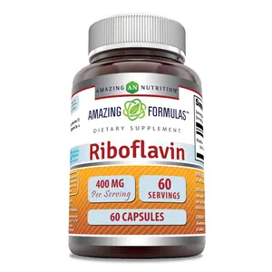 Amazing Formulas Riboflavin 400 mg | Vitamin B2 Supplement | 60 Capsules | Non-GMO | Gluten Free | Made in USA