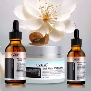 VGO Rejuvenating Duo Set: 30ml Vitamin C Essence & 50g Snail Cream - Day-Night Repair Combo for All Skin Types with 92% Snail Mucin Essence and 10% Vitamin C for Brightening and Antioxidant Protection