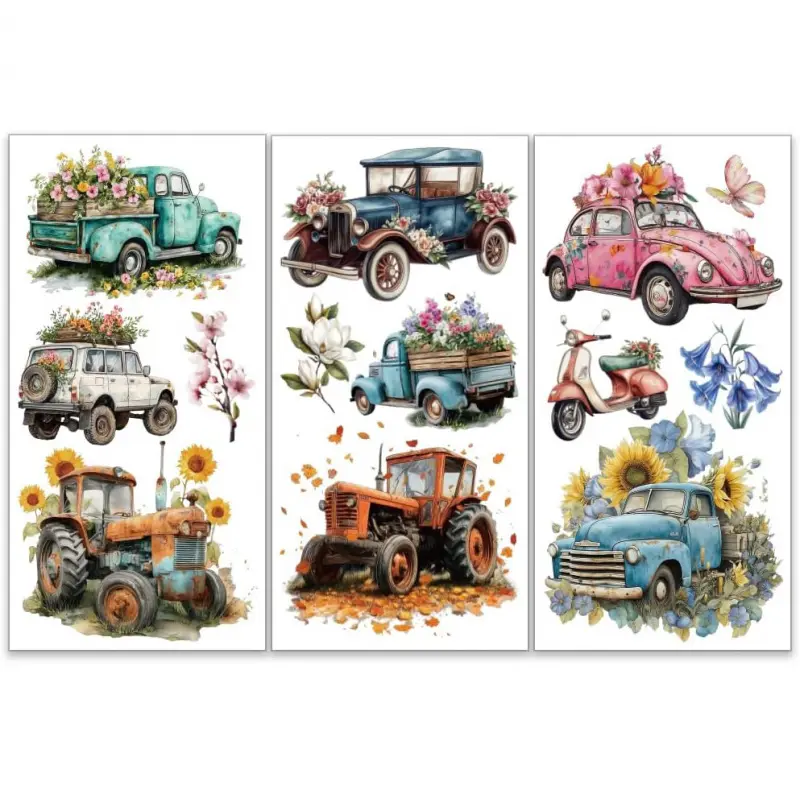 3Pcs/Set Flower Car Rub on Transfers for Furniture and Craft 6x12 Inch Magnolia Furniture Decal Transfer Stickers Rub on Decal  for Scrapbook Window Home Decoration Car Decorations Car Decals Truck Decal