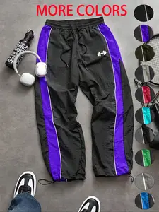 Men's Fashion Casual Comfy Sporty Sports Pants, Unique Print, Loose Fit, Waist Drawstring, Adjustable Ankle Elastic Rope, Perfect for Daily Wear, Drawstring Waist Athleisure
