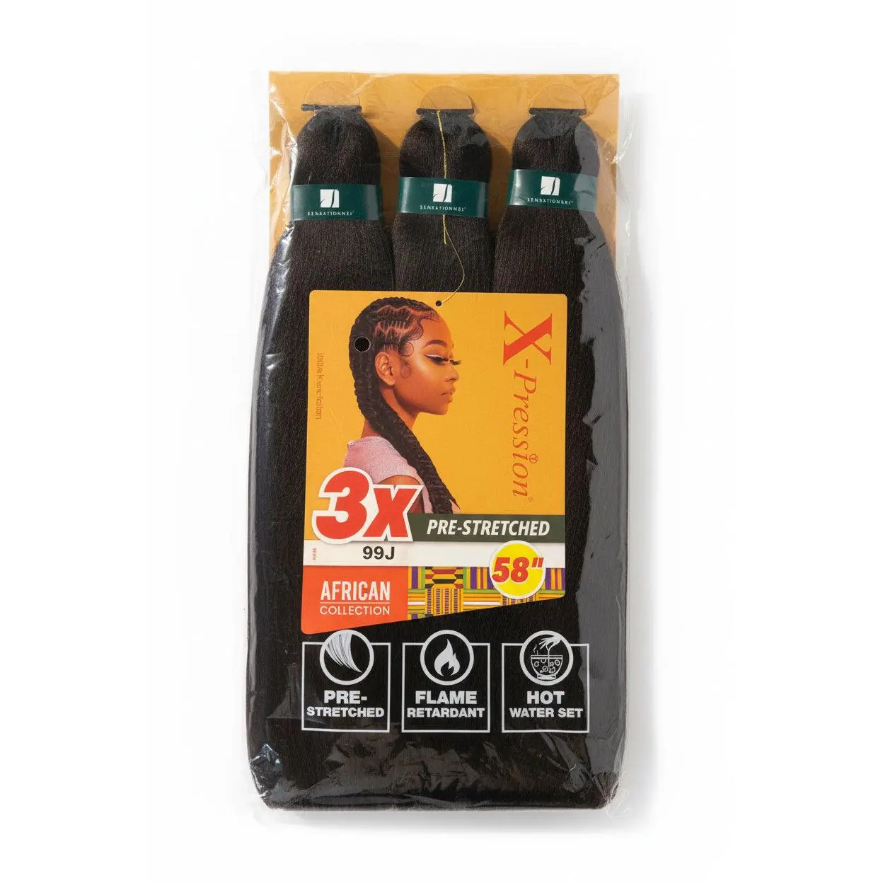X-Pression African Collection 3X Pre-Stretched Braiding Hair 58” – Color 99J
