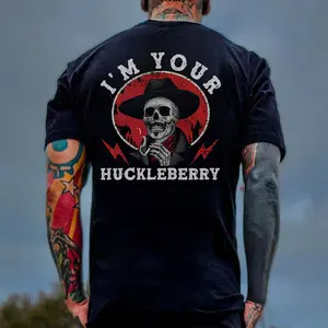 Huckberry Skeleton Print Men's T-Shirt, Hoodie, Sweatshirt, Aesthetic Tattoo Merch Summer Outfits, Streetwear Style, Vintage Men's Graphic Tee Casual Cotton