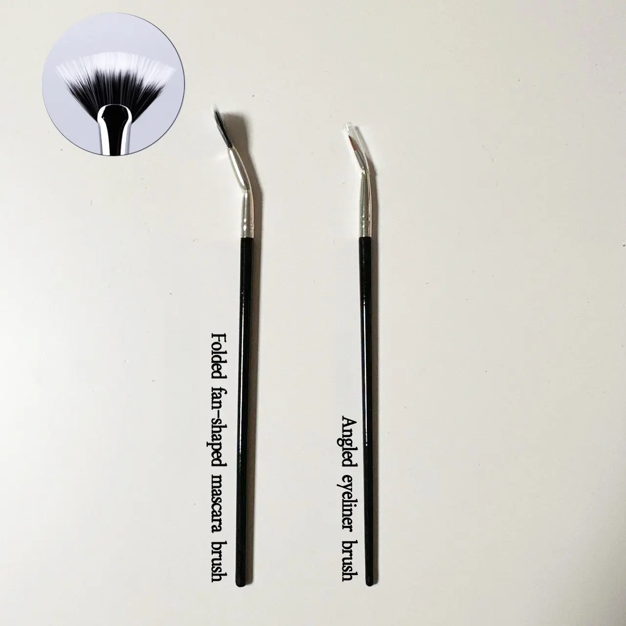 2-Piece Natural Bristle Eyelash Brush & Angled Eyeliner Brush Set for Daily Use, Separates Lashes, Shapes Lashes, Eliminates Clumpy Mascara, 2 Pcs