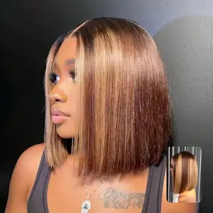 【New In】Alipearl Hair Glueless Highlight Short Bob Wig Straight 7x4 Lace Closure Bob Wig Ready to Go Pre Cut Pre Plucked Human Hair TikTokShopBacktoSchool