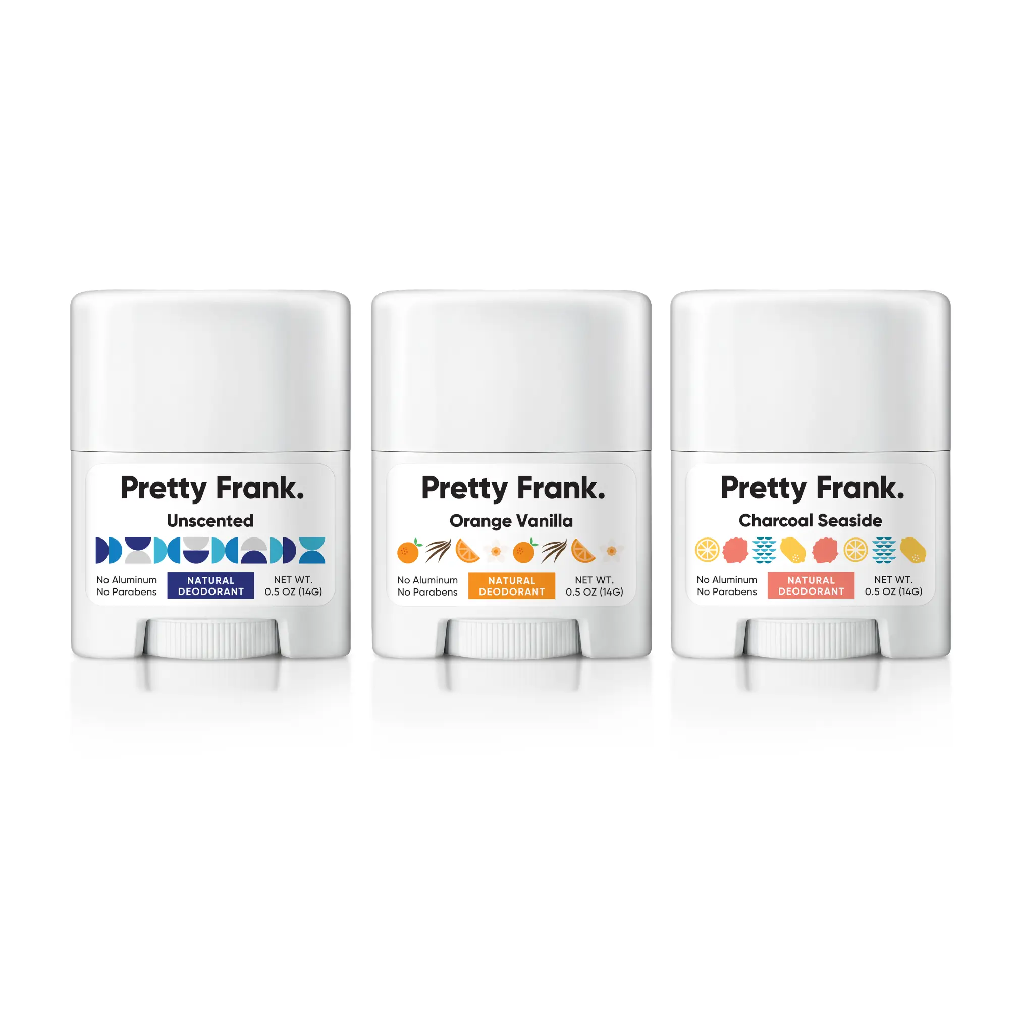 Pretty Frank Natural Deodorant Mini 3-Pack | Baking Soda | Aluminum Free