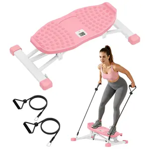 Dland 2-in-1 Ski Exercise Stepper Machine with Resistance Bands & Smart Monitor | 300LBS Silent Home Workout Equipment for Full-Body Shaping