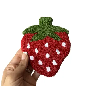 Strawberry Punch Needle Coaster for Cups, Mugs, Tumblers - Fun Design for Home or Office Tableware