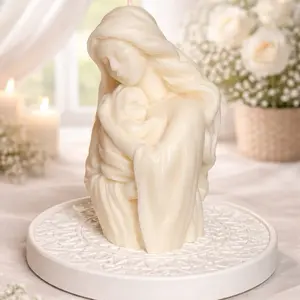 Vela Artesanal Amor de Madre Soy Wax Handcrafted Mother and Child Wax Candle for Home Decor and Religious Use Decoration