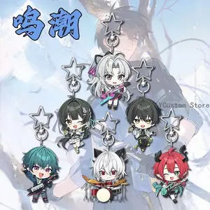 Anime Ciaccona Carlotta Wuthering Waves Q-version Star KeyChain Key Chain Pendant Kawaii Figure Acrylic Keyring Birthday Gifts