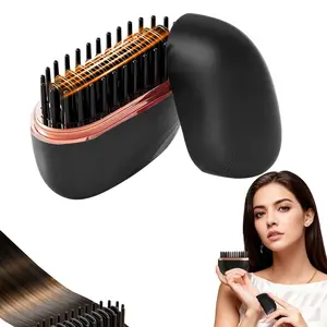 Mini cordless hair straightener, portable 2-in-1 heated comb and iron, portable and rechargeable travel essential, travel-friendly styling tool, multifunctional hair straightener for travel and home, anti-frizz brush