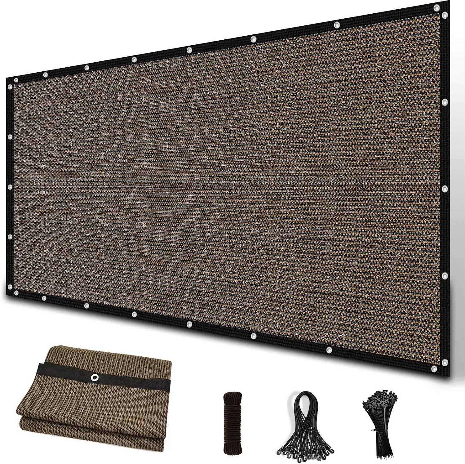 90% Sun Shade Cloth with Grommets, 8' x 12' Pergola Replacement Shade Cover Canopy Privacy Screen for Outdoor Patio Garden, Mocha (We Customized)