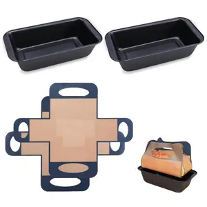 2 pack Loaf Pan with Liners Set – 2 Bread Pans + 2 Nonstick Loaf Liners Thickened Silicone Bread loaf pan liners for Homemade Baking, Sourdough, Banana Bread