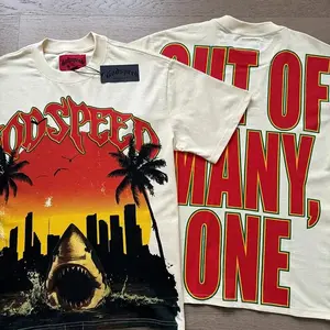 God Speed Men's T-shirts Classic Fashion Design Hollow Rock Band Retro Vintage Washed Short Sleeve T-shirts