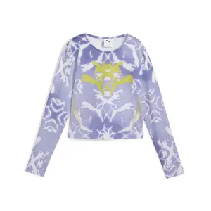 PUMA Womens Dare To Graphic Crew Neck Long Sleeve Casual Tops Casual - Grey