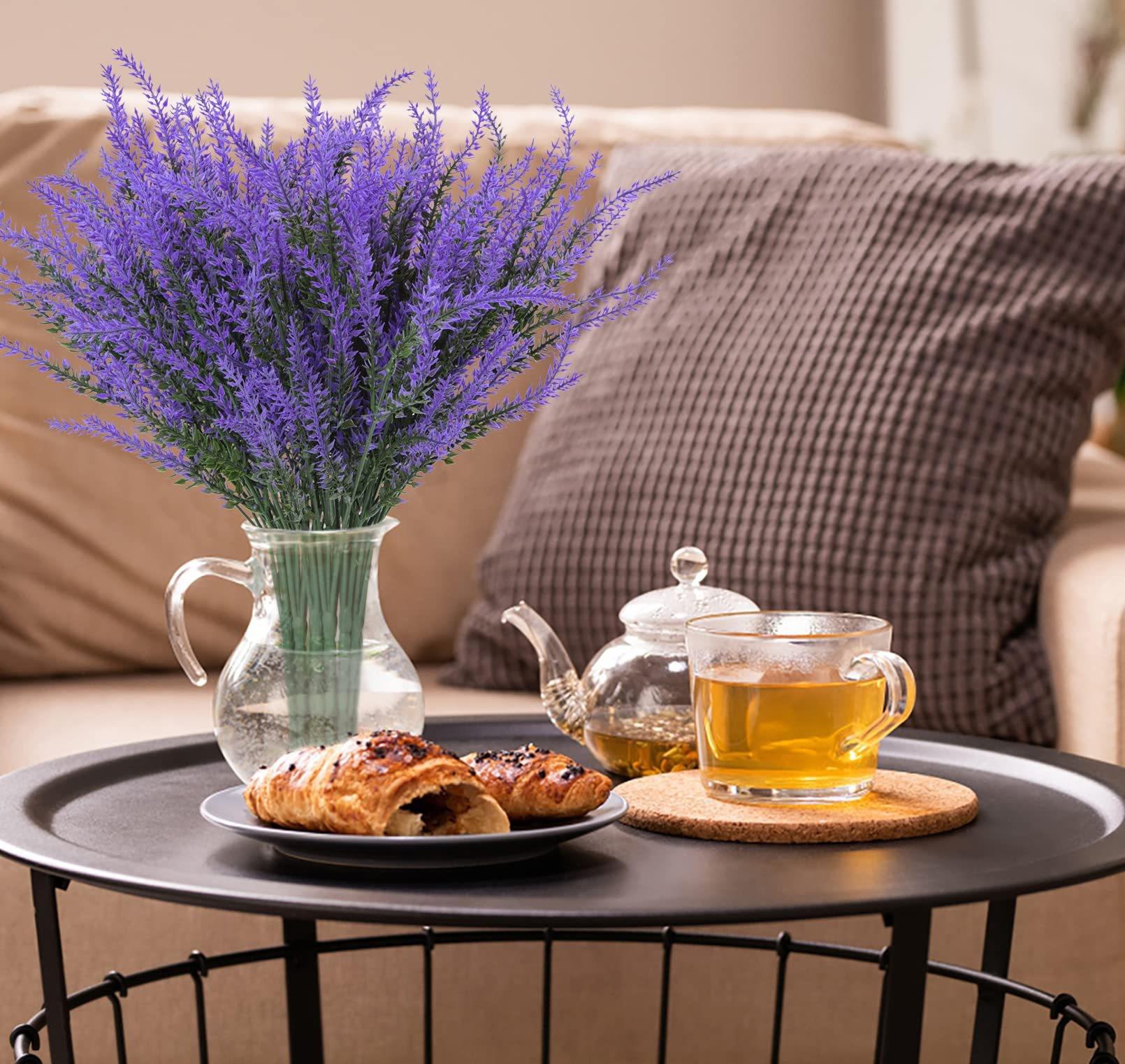 12-Piece Realistic Artificial Lavender Flowers UV-Resistant Weather-Resistant for Indoor Outdoor Decoration Lifelike Simulated Plants