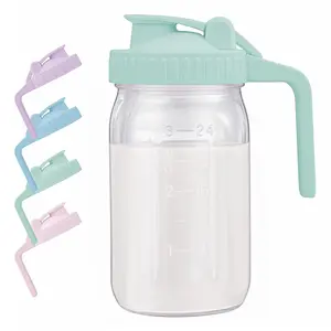 Breast Milk Pitcher with Leak Flip Cap & Pour Spout, 32 oz Wide Mouth Jars for Breast Milk Container, Picther with Lid for Cold Brew Coffee, Sun Tea, Juices, Green
