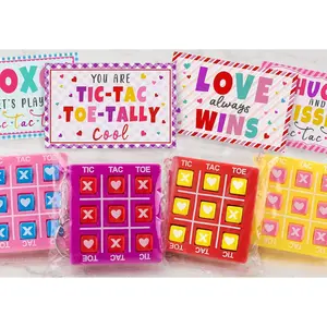 Valentines Day Gifts for Kids - 24 Pack Valentines Cards with Tic Tac Toe Keychains - Valentine Gift Exchange for School Class Classroom Party Favors Boys Girls