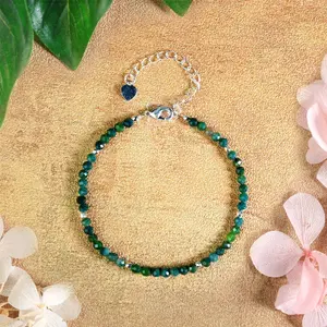 3mm Natural Moss Agate Faceted Gemstone Beaded Bracelet - Adjustable Handmade Healing Bracelet - Energy Bracelet for Gifts