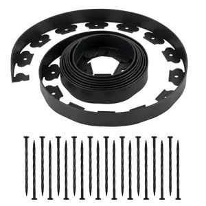 VEVOR Landscape Edging, 20 ft x 2 in Plastic Garden Border Edging with 120 Spikes, No Dig, Flexible Lawn Edgings Roll, UV-Resistant Mini Fence Borders Pathway Edgings for Flower Beds Yard Paver