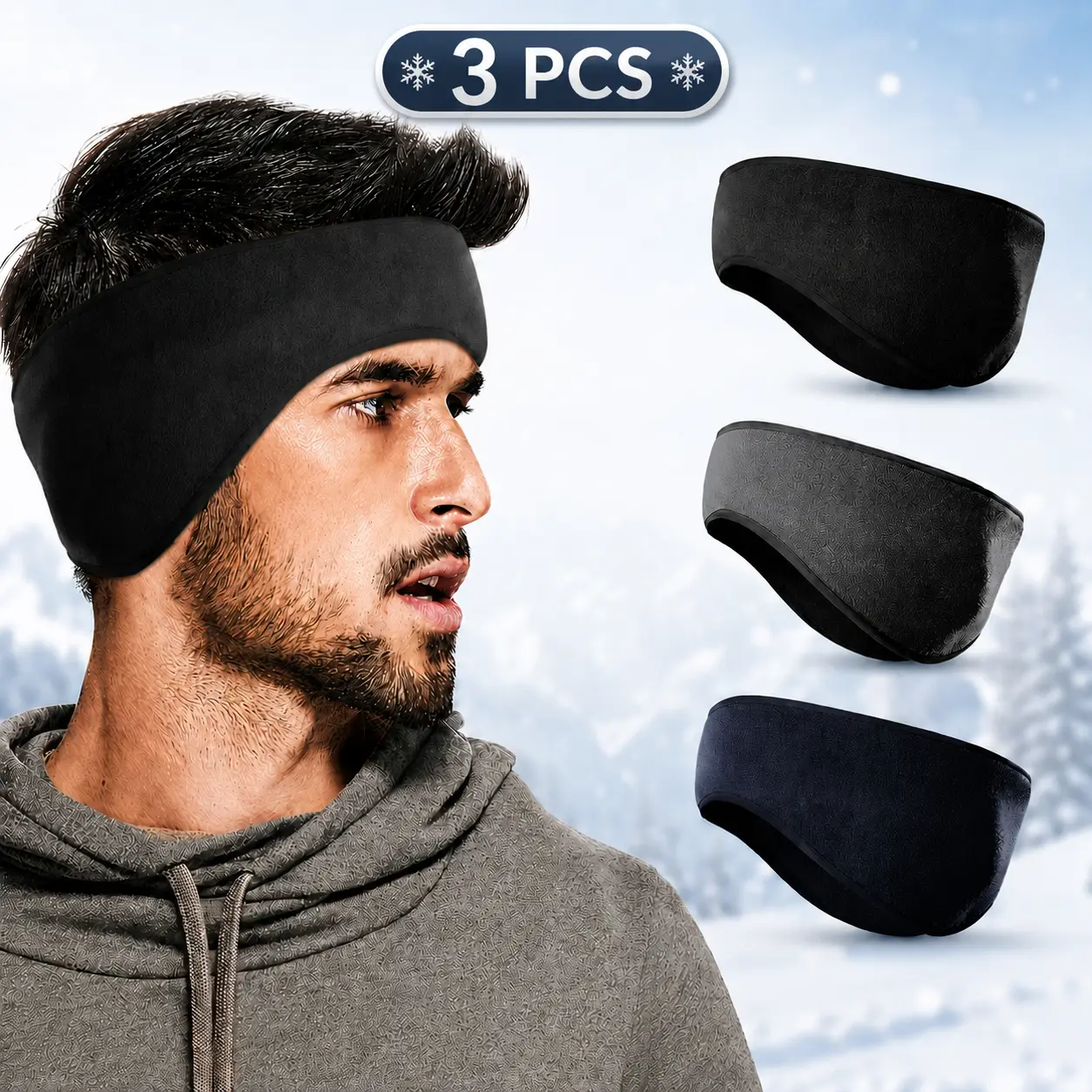 Winter Fleece Headbands with Ear Covers – Ear Warmers/Ear Muffs for Men, Women & Kids, Suitable for Skiing, Running & Cycling Sports Headband Headband Accessory