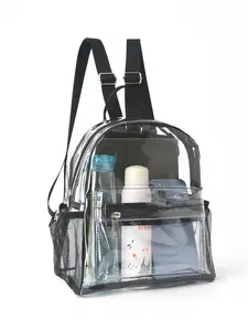 Casual Vacation Clear Bag Lightweight Large Capcity For Lady For College Students Backpack Purse Beach Bag PVC Women's Bag, Transparent Backpack, Plastic Cloth, Back Backpack, Candy Colored Waterproof Student Backpack