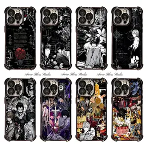 Trendy Anime Death Note Cool Gothic Design L Light Yagami Phone Cases For iPhone 17 Promax Air 16 15 14 Pro Max Plus 13 12 11 Black Transparent Electroplate TPU Shockproof Protective Cover Gifts For Birthday Valentine Christmas Thanksgiving Halloween