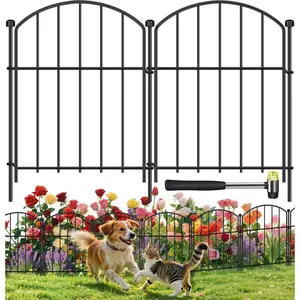 10 Pack Decorative Garden Fence Animal Barrier, 17 in x 10 ft Rustproof Metal No Dig Fence Panels, Arched Small Garden Fence for Dog Rabbit Flower Bed Edging Yard Ground Patio Defense